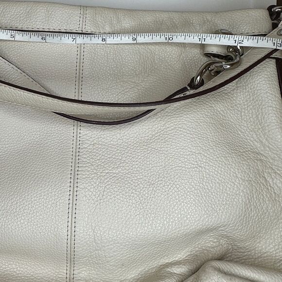 Coach White Pebble Leather Purple Lining Shoulder Bag with Handles F17165 - Picture 8 of 14